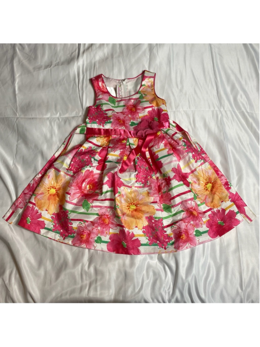 Girls Ashley Ann Formal Dress Size 5 Pink White Floral